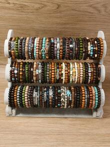 5/45pcs Random Color Handmade Beaded Bracelets, Personalized Christmas Small Gift - Multicolor - View 5
