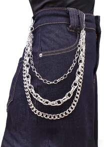 1 Piece Of Metal Multi-Layer Industrial Style Pants Chain, Cool Street Trouser Chain, High-End Adult Waist Chain, High-End Punk Boyfriend Style Matching, Personalized Accessories For Men And Women Jeans, Hip-Hop Accessories Gifts,Suitable For Spring,Summer,Autumn,Winter,Return To School,Back-To-School, Christmas, Halloween, Thanksgiving, Children's Day, Teacher's Day, New Year's Birthday Gifts Decorate For Good Friends