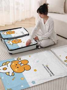 4件/3件/1件/2件可愛兔子造型真空收納袋，省空間真空密封袋，適用於衣物、被褥、毯子、床上用品，居家與旅行收納整理，節日裝飾、房間裝飾、家居裝飾 - 彩色 - 查看 2