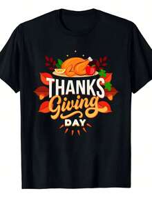 Fashionable "Thanksgiving Day" Printed Hooded Shirt For Girls, Casual Autumn And Winter T-Shirt, Halloween Costume, Birthday Outfit For Women, Halloween Clothes, Durable 380g Sweatshirt - 黑色 - 查看 1