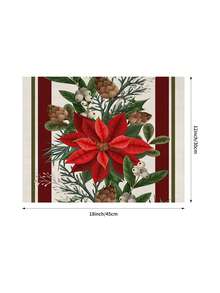 1 pieza Camino de mesa de Nochebuena, Decoración navideña para mesa, Camino de mesa tipo lino para Navidad, Camino de mesa, Camino de mesa, 1 pieza Camino de mesa, 4 piezas Individuales, 1 pieza Funda de cojín (relleno no incluido), 3 productos disponibles, Decoración de hogar de temporada para interiores/exteriores, Suministros para fiestas de Navidad, Decoración navideña para el hogar, Decoración navideña para habitación, Decoraciones para fiesta de Navidad - Multicolor - Ver 9