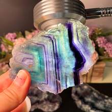 1pc Rainbow Fluorite Crystal Slab - Multicolor Iridescent Polished Stone With Marbling Patterns In Green, Blue, Purple, Pink, Yellow, Clear - Bohemian Home Decor, Meditation Stone, Unique Holiday Gift For Christmas, Easter, Thanksgiving, Halloween, Crystal Collectors