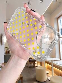 Funda de puntos amarillos trendy, fabricada en material suave anti caídas, antichoque y resistente a arañazos, accesorios móviles resistentes a la suciedad y duraderos, Compatible con iPhone 16ProMax/16E/16Pro/16Plus/16/15ProMax/15Pro/15Plus/15/14ProMax/14Pro/14Plus/14/13ProMax/13Pro/13/13Mini/12ProMax/12Pro/12/12Mini/11ProMax/11Pro/11/XSMAX/XR/X - Transparente - Ver 2