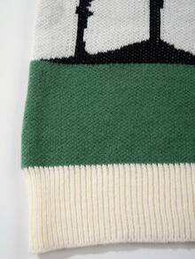 ANDREILEE Men's Casual Loose Solid Color Numeric & English Letter Pattern Pullover Sweater, Versatile For Commuting, Autumn/Winter - Apricot - View 7