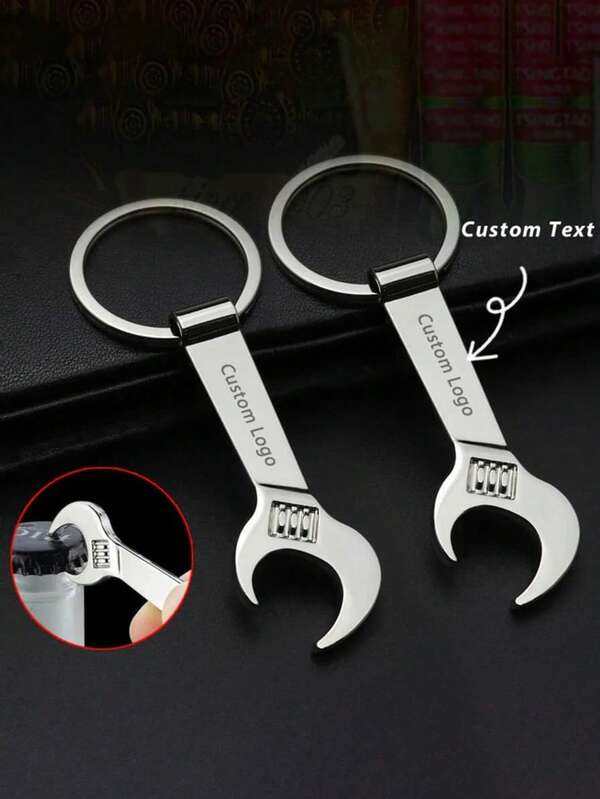 1//3/5/10pcs Personalized Bottle Opener, Customizable Text, Creative Wrench Keychain, Portable Keychain, For Father's Day, Christmas, Birthdays, Weddings, Anniversaries, Unique Gift For Friends, Family, Guests Colleagues