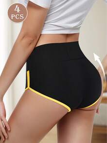 MIOTAN 4条装女士高腰内裤，撞色，柔软透气 - 彩色 - 查看 5