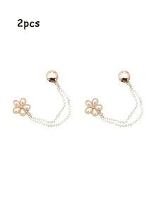 1个/2个多功能合金无缝磁性夹胸针，时尚简约白绿花卉蝴蝶图案，强磁可调节长度，适合秋冬服装，可固定领口、衬衫下摆、袖口、裤腿，也可作为无缝腰带装饰侧扣配饰。 - 彩色 - 查看 18