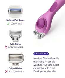Flamingo Moisture Plus Women'S Razor Set - Razor Handle, 4 Blade Refills, Shower Holder - Fig - MàuA - Xem 2
