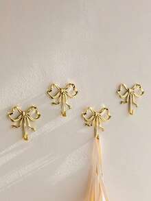 Gold Bowknot Wall Hook, Gold Bowknot Hanger, Brass Bowknot Wall Hook, Door Hook, Towel Hook, Brass Clothing Hook, Suitable For Wedding, Bathroom, Living Room, Kitchen Decor Hanging Hook, Brass Metal Wall Mounted Clothes Rack, Suitable For Living Room And Bathroom, Painted Surface, Easy To Install, Retro Ribbon Design Hook, Suitable For Bedroom And Bathroom, Nordic Retro Clothes Hook, Clothes Hook, Bedroom Porch Bathroom Decor, Solid Brass Bowknot Shaped Wall Hook