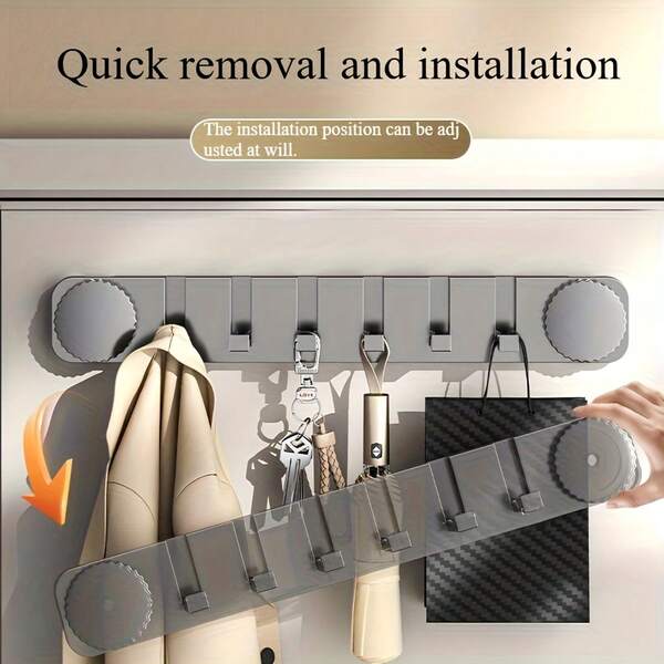 Heavy-Duty Over Door Hanging Organizer - Heavy Duty Door Hooks With Suction Cup Mount, No Drill Installation, Space-Saving BathroomKitchenEntryway Storage Shelf - Plastic Over Door Hanger For Towels, Coats, Keys, Umbrellas