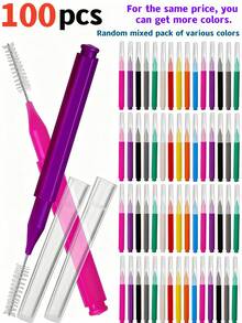 200pcs Tooth Cleaning Brush, Cleaner Interdental Brush, Toothpick, Oral Dental Care Brush, Oral Teeth Cleaning Tools, Eyelash Brush - Multicolor - View 16