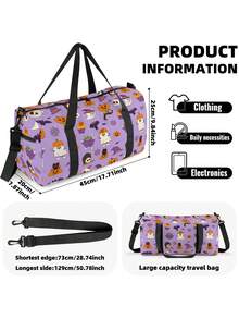 Halloween Themed Travel Bag, Pumpkin Shape Yoga Mat Carrier Shoulder Bag, Large Capacity Polyester Durable Foldable Travel Bag, Unisex - Duffel Bag - View 4