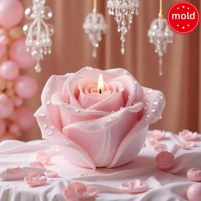 3D Rose Candle Mold - Realistic Pink Rose Flower, Suitable For Wax, Soap, Resin, Plaster And Clay Handmade Materials, Reusable And Easy Demold, Great For Beginners And Experts. Delicate Petal Texture, Elegant Design, Flexible Material, Perfect For Handcraft Lovers And Artisans To Use For Wedding, Valentine's Day, Birthday, Mother's Day, Thanksgiving Home Decor Projects