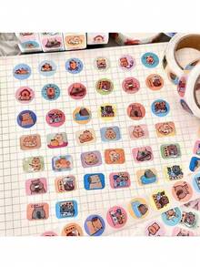 1/3/6/10pcs Kabibala Waterproof Stickers, 500 Sheets - High Adhesive, No Residue, Cute Animal & Food Patterns - Great For Back To School Rewards, Can Stick On Water Bottles, Laptops, Scrapbooks - Fun Reward Gift, Adorable Stickers - Multicolor - View 8