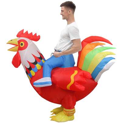 1pc New Inflatable Rooster Costume Suit, Suitable For 1.5-2m Height, Funny Costume For Halloween, Easter, Christmas Party