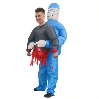 Customized Cartoon Character Costume, Doctor Carrying Ghost, Suitable For 1.5-2m Height, Inflatable Mascot Head, Made To Order For Walking Performance