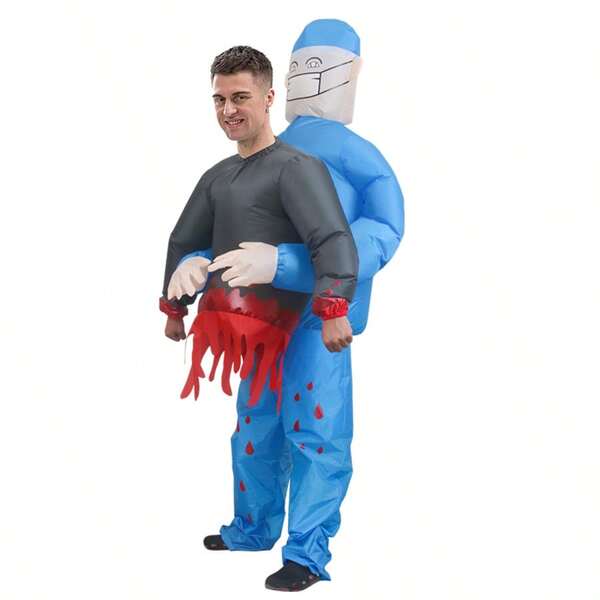Customized Cartoon Character Costume, Doctor Carrying Ghost, Suitable For 1.5-2m Height, Inflatable Mascot Head, Made To Order For Walking Performance