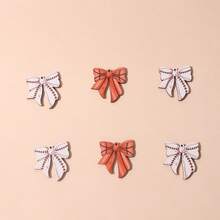 6 piezas Accesorios con decoración de lazo vintage desgastado, colgante de joyería elegante, materiales DIY para aretes, collares y adornos colgantes en naranja y blanco