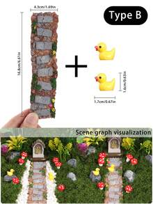 1 Mini Outdoor Stepping Stone Step With 2 Ducklings, Suitable As Accessories For Miniature Models, Miniature Landscapes, And Fairy Gardens. It Is Very Suitable For Miniature Houses, Dollhouse Miniature Models, DIY Handmade Park Paths, And Miniature Landscapes As Landscape Materials