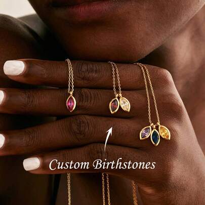 Anpassat halsband med födelsestensblad, ovalt halsband med födelsesten, jubileumspresent, födelsedagspresent, mormorspresent, morsdagspresent (till henne)