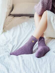 3/5 Paar Winter Herz Thermisch gefütterte dicke, weiche, flauschige warme Socken bis zur Mitte des Knöchels für Frauen, geeignet für Innenräume, Schlafen, Hauskleidung, gemütliche Socken - Verschiedenfarbig - Übersicht 2