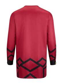 Men's Casual Long-Sleeved Two-Piece Suit, Mid-Length Top And Trousers - Màu Đỏ Sâu - Xem 5