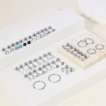 DAILI 5-21对18K镀金小号平底耳钉，男女通用，低过敏性医用不锈钢耳环套装，迷你螺丝耳骨耳钉 - 15對耳環套裝 - 查看 12