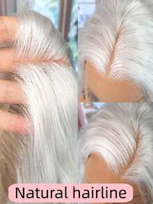 Platinum White Body Wave Lace Front Wigs Human Hair For Women 250 Density Glueless Wigs Human Hair Pre Plucked Bleached Knots 13x6 HD Transparent Brazilian Remy White Colored Wig Water Wave Human Hair Wig With Baby Hair - 米色 - 查看 3