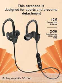 运动型防汗入耳式防缠结颈带蓝牙耳机，无线立体声耳塞 - 黑色 - 查看 13