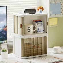 1 pieza Caja de almacenamiento de escritorio con persiana enrollable navideña - Organizador de oficina apilable, a prueba de polvo y humedad, adecuado para baño/cocina/sala de estar/oficina/estudio, se puede usar para almacenar libros/artículos de papelería/suministros de oficina/artículos varios diarios