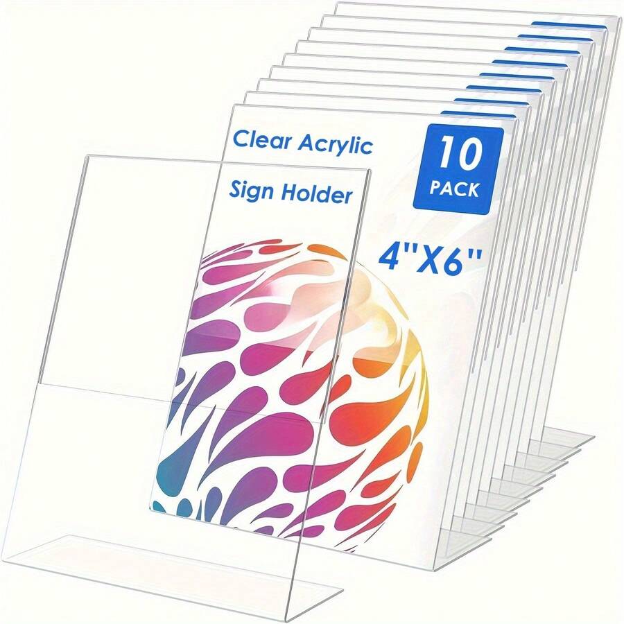 2 piezas Soporte inclinado de acrílico de 4x6 pulgadas: Soporte inclinado para exhibir letreros, menús, volantes y documentos - Organizador de escritorio transparente para cafés, tiendas, oficinas, bares y restaurantes