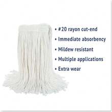 Cut-End Rayon Wet Mop Head, White Commercial-Grade Replacement Mop For Heavy-Duty Cleaning - 預設 - 查看 4