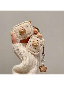 Teddy Bear Style Earphone Case Compatible With Apple Bluetooth Earphones 4th Gen, Apple Protective Case For 2nd/3rd Gen, New Vintage White Protective Cover - Clear - View 1