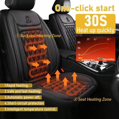 Funda de asiento de coche con calefacción de 12-24V, almohadilla de calefacción universal, protector de asiento de coche con calefacción para invierno, accesorios de auto