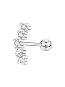 1 pièce Boucle d'oreille à tige en acier inoxydable zirconium argent décontractée, bijou de piercing de cartilage unisexe de luxe pour usage quotidien