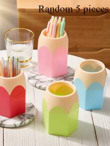5 Pencil-Shaped Pen Holders, A Cute Pencil Storage And Organization Rack For Desktops, Colorful Pencil Holders, Creative Cartoon Stationery Racks, And Desktop Decorations For School Classrooms And Home Offices Office Desk Accessories Desk Accessories Office Supplies Office Accessories - Purple - View 5