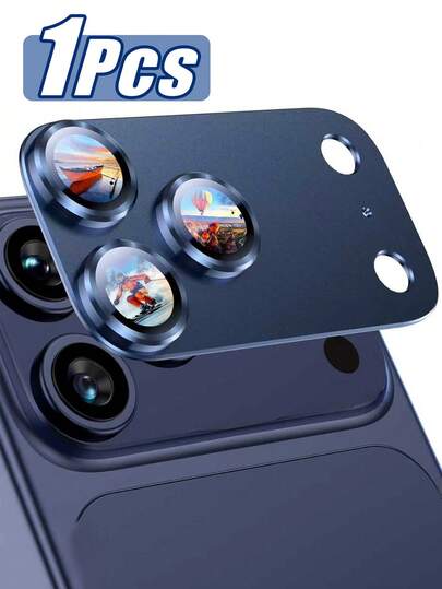 1 Paquete Protector de Lente de Cámara de Apple para iPhone 17 Pro Max - [Irrompible] [Fuerte Adherencia] [Adecuado para Fundas de Teléfono] Cubierta de Pantalla de Cámara Trasera de Vidrio Templado de Metal - Azul Oscuro