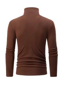 3pcs High Neck Long Sleeve T-Shirts For Men, Reversible Fleece Fabric, Warm Casual Thermal Undershirt, Autumn/Winter