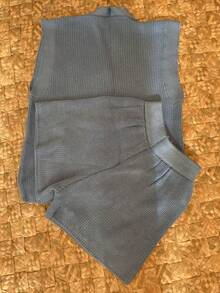 Women's Knit Set Shorts And Maxi Vest With Buttons Shirt Blouse Women's Fashion Summer Comfortable New 2025 - 淺藍色 - 查看 2