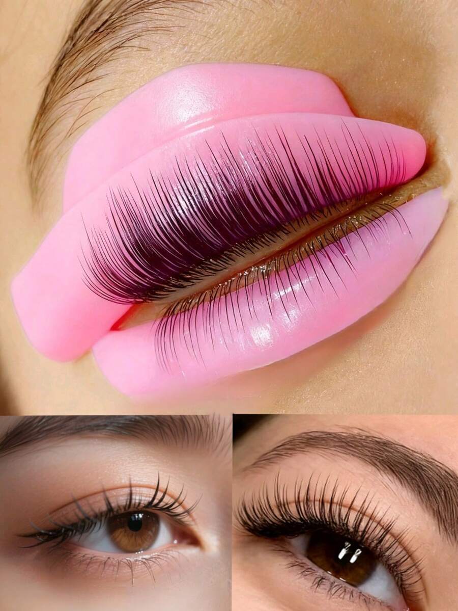 7pcs Reusable Eyelash Lift Kit, Includes Eyelash Perm Pad, Silicone Eyelash Lift Pads, Eyelash Curler, Applicator, Eyelash Assist Tools, Eyelash Perm Solution, Silicone Eyelash Curler, Eyelash Lift Rod, Makeup Beauty Tools - Baby Pink - View 1