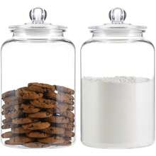 2 Pcs 1.3 Gallon Glass Jars With Lids - Airtight Food Storage Containers, Perfect For Coffee, Snacks, And More - Ideal Gift For Homemakers & Organizers, Includes 2 Scoops, 2 Erasable Pen, And 2 Stickers, Kitchen Essentials|Round Glass Jars|Reusable Glass, Glass Food Storage - 2件5公升玻璃罐 - 查看 2