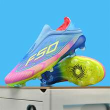 Men's & Junior AG Football Boots - Dynamic Stripe Turf Soccer Cleats With Lace-Up Lockdown | Professional-Grade Outdoor Training Shoes For Matches | High-Traction FG/AG Hybrid Studs - Green - View 3