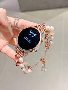 Premium Pearl Chain Strap Suitable For Galaxy Watch 7/6/5/4 Strap 40 Mm 44mm 47mm 46mm 41mm,Galaxy Watch 5 Pro 45mm,Galaxy Active 2,Galaxy The Watch 3,18/20/22mm, Compatible With HW Watch 5/4/3/2/1 And GT5/4/3/2, As Well As HW Watch Fit3/Fit4 And HW Band 8/9/10NFC