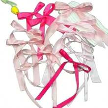 12pcs Different Size Satin Ribbon Bows, Suitable For Wall Decor, Decorative Bows, Party Supplies, Gift Wrapping, Wedding Decor, DIY Accessories, Birthday Decor, Party Backdrop, Gift Decoration, Hair Clips And Headbands, Valentine's Day Decor - Pink - View 3