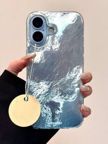 奢华渐变浅蓝色激光冰川图案手机壳,兼容 17 Pro Max、17 Pro、17 Air、16、15、14、13、12 Pro Max、16 Plus、11,时尚闪亮后盖保护壳 - 淺藍色 - 查看 5