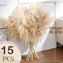 10/15/20 Bunches 39 Inch Tall Fluffy Natural Pampas Grass Bundles - Bohemian Farmhouse Wedding Arch & Home Decor, Christmas/Valentine's DIY Vase Filler, Living Room/Bedroom/Party Decoration, Floral Arrangement, Gift Wrapping, Shedless (Container Not Included) - Multicolor - View 16