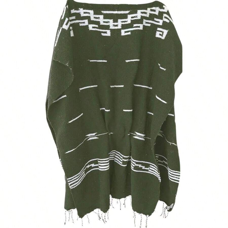Gamboa Poncho de vaquero Poncho de poncho occidental para hombre, poncho mexicano para hombre - Talla única + Verde oliva - Ver 1