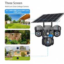 15MP Wifi 太阳能摄像机 4G SIM 卡户外三屏 IP 摄像机 PIR 夜视 CCTV 家庭安全监控 V380 Pro 摄像机 - 黑色 - 查看 6