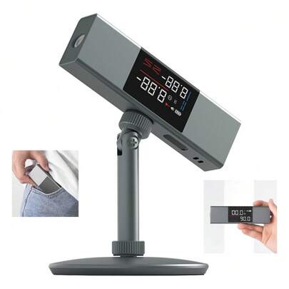 Medidor de ângulo transferidor automático, projetor de linha, medidor de ângulo a laser, transferidor digital recarregável tipo C com tela HD e tripé retrátil de alumínio