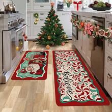 1/2/3 Pcs Thick 0.47 Inch/1.2 Cm Christmas Kitchen Mat Set, Christmas Kitchen Rug Set, Santa Lollipop Pattern, Christmas Kitchen Decor, Suitable For Kitchen, Home Office, Laundry Room, Bathroom, High Quality Flannel Material + Non-Slip Backing - Multicolor - View 6